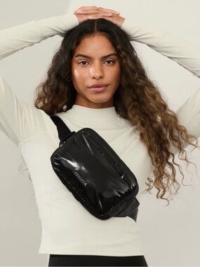 Athleta Black Patent Belt Bag